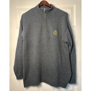 Polo Ralph Lauren Mens L Gray Quarter Zip Sweater Pullover Knit Crest Logo